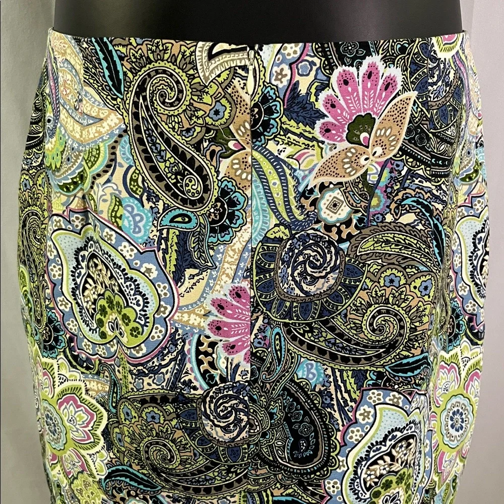 Talbots Multicolor Floral Paisley Print A-Line Cotton Skirt